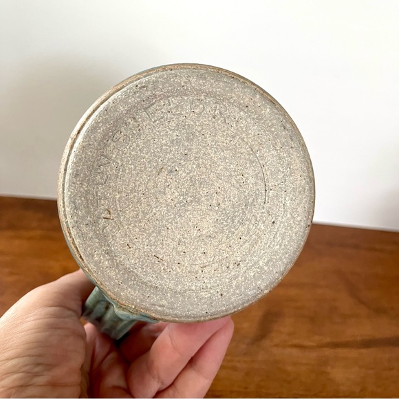 Pottery Mug 16oz Turquoise and Brown/ Signed By Artist 4 1/2” Tall - Picture 10 of 10